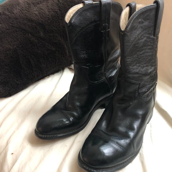 JUSTINS BLACK LEATHER BOOTS Women/Girls (4 D) - Picture 6 of 8